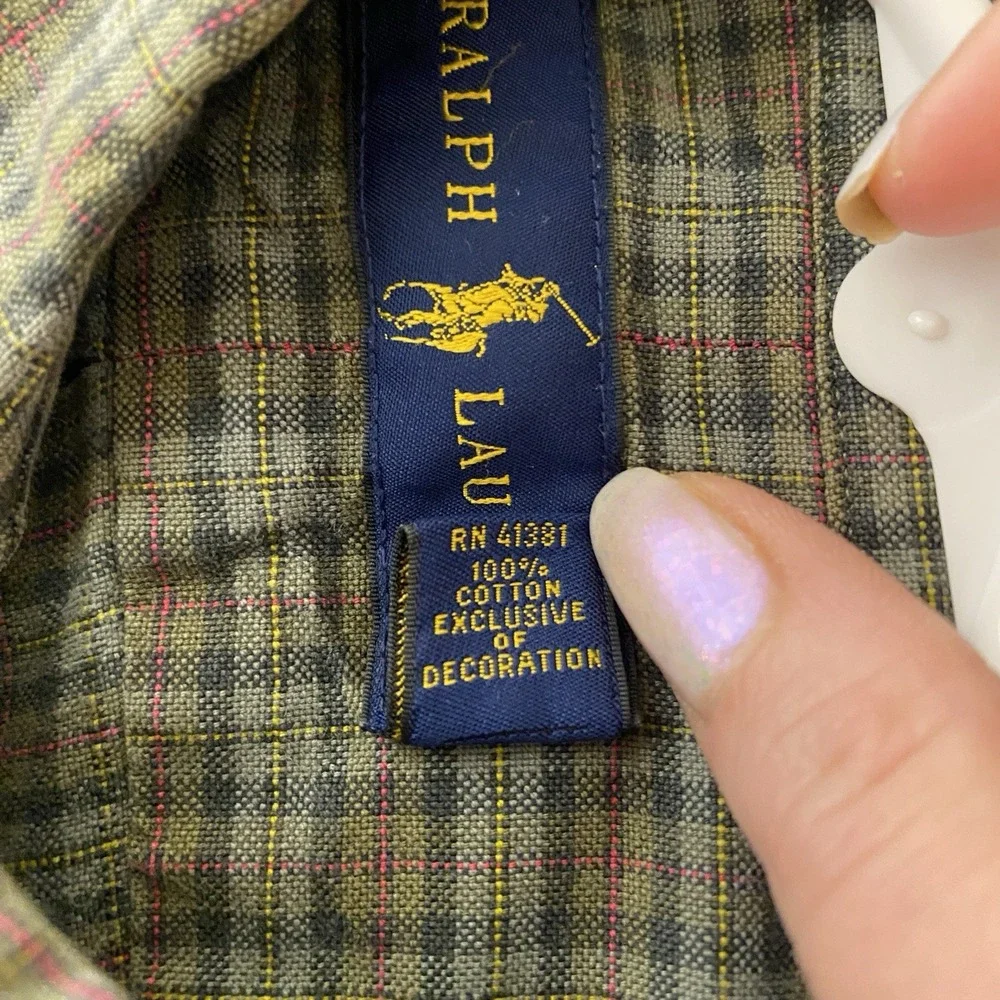 Polo Ralph‎ Lauren Button Down Shirt Men's Large Long Sleeve Plaid Green